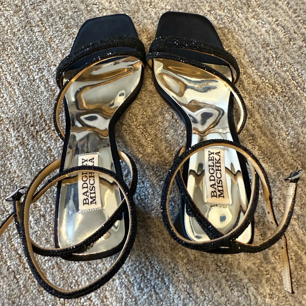 Badgley Mischka black block heels, size 7
